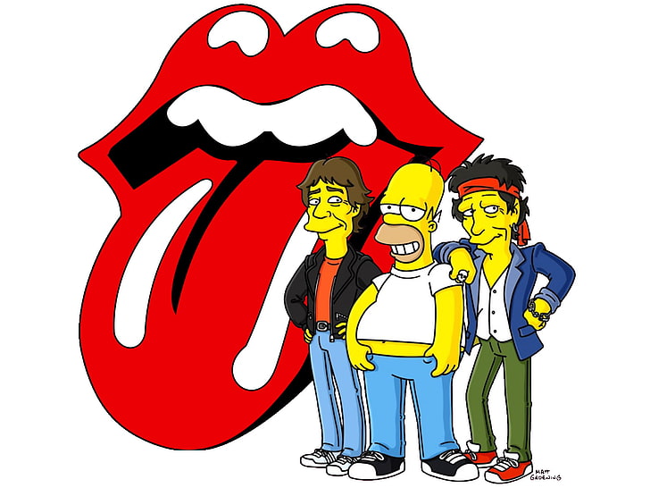 The Simpson clip art, cartoon, The Simpsons, Rolling Stones, logo