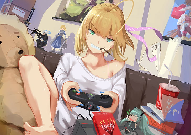HD wallpaper: Pocky, Saber, Xbox 360, anime girls, Hatsune Miku, Fate  Series | Wallpaper Flare