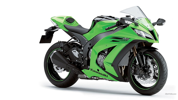 green Kawasaki Ninja sportbike, superbike, motorcycle, transportation