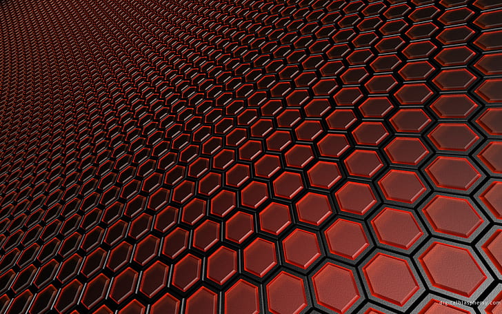 Honeycomb Red HD, red and gray honeycomb surface, digital/artwork
