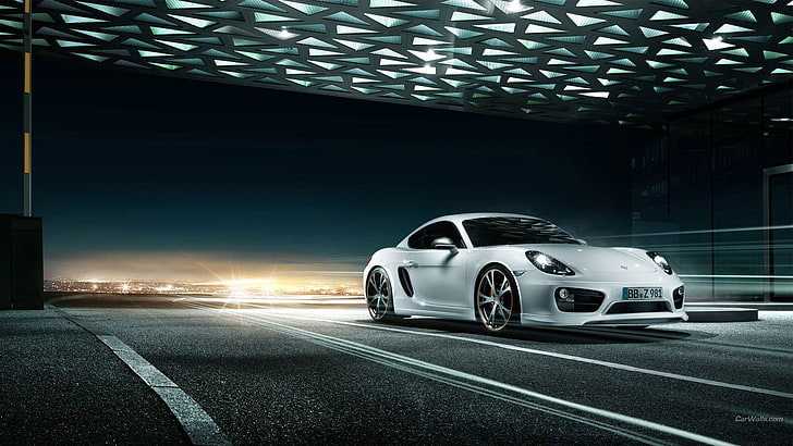 Porsche Cayman, car, white cars, motor vehicle, transportation, HD wallpaper