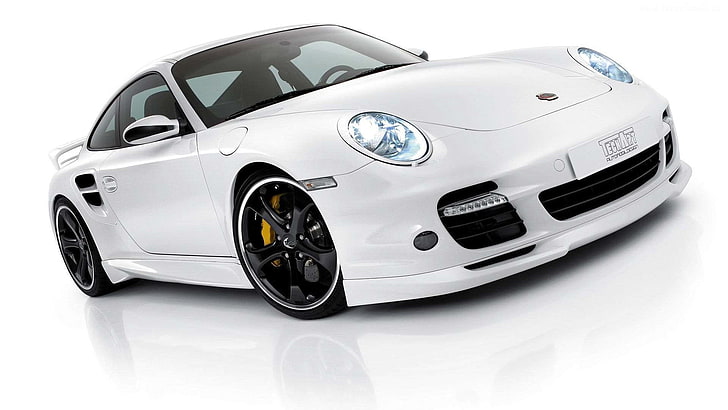 white Mercedes-Benz car, sports car, Porsche, white cars, mode of transportation, HD wallpaper