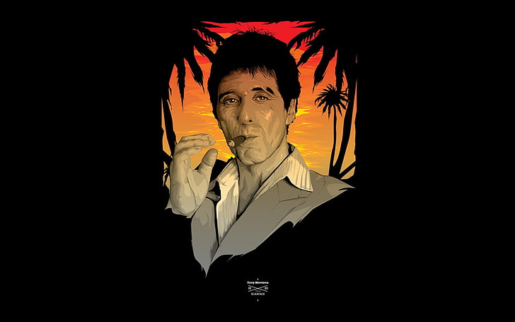 Al Pacino Scarface, fan art, Tony Montana, movies, one person, HD wallpaper