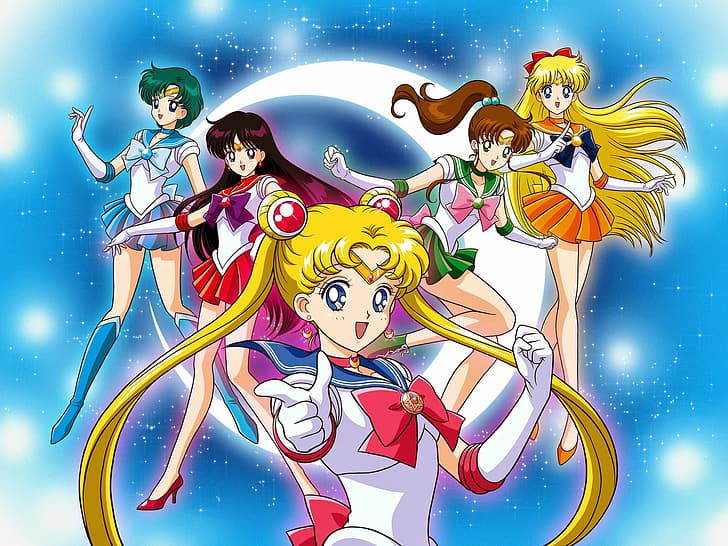 Sailor Moon, Sailor Mercury, Sailor Mars, Sailor Jupiter, Sailor Venus, HD wallpaper