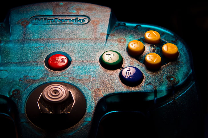 colorful, controllers, Nintendo 64, dark, HD wallpaper