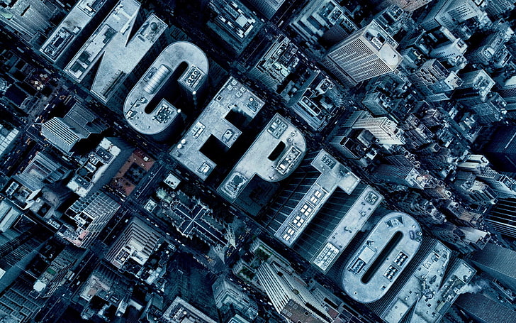 Inception movie logo, skyscraper, aerial view, typography, city, HD wallpaper