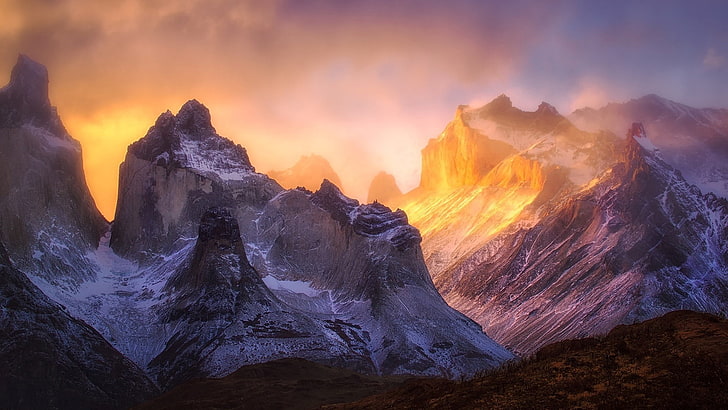patagonia, mountain group, peak, national park, torres del paine, HD wallpaper