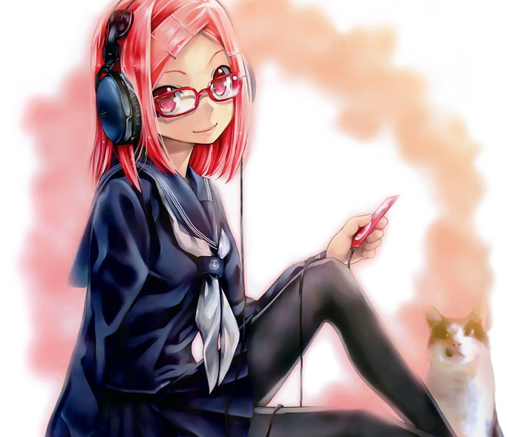 Red Hair Anime Girl With Glasses