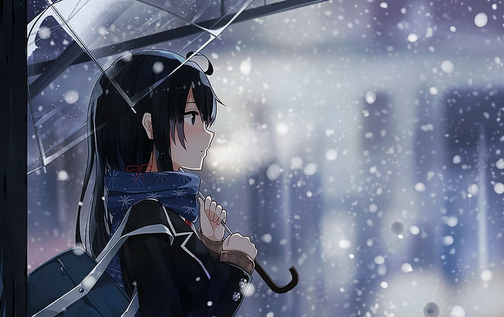 umbrella, winter, Yahari Ore no Seishun Love Comedy wa Machigatteiru