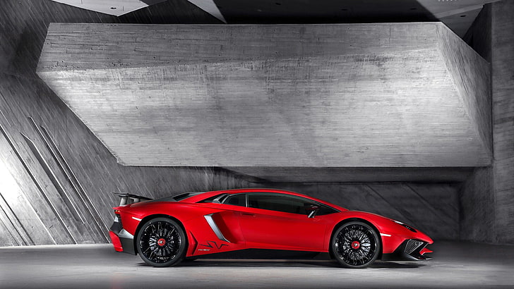 car, Lamborghini Aventador LP750 4 SV, Red Cars, mode of transportation, HD wallpaper