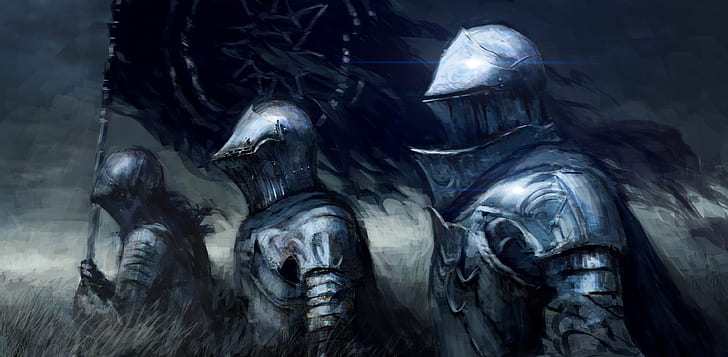 Fantasy, Knight, Armor, Banner, Warrior
