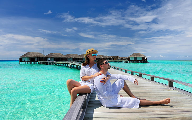 Wedding Journey Tropical Beach In Maldives Romantic Loving Couple Photo Wallpaper Hd 3840×2400