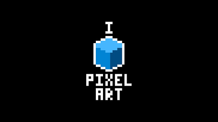 pixel art, pixels, minimalism, typography, digital art, blue, HD wallpaper