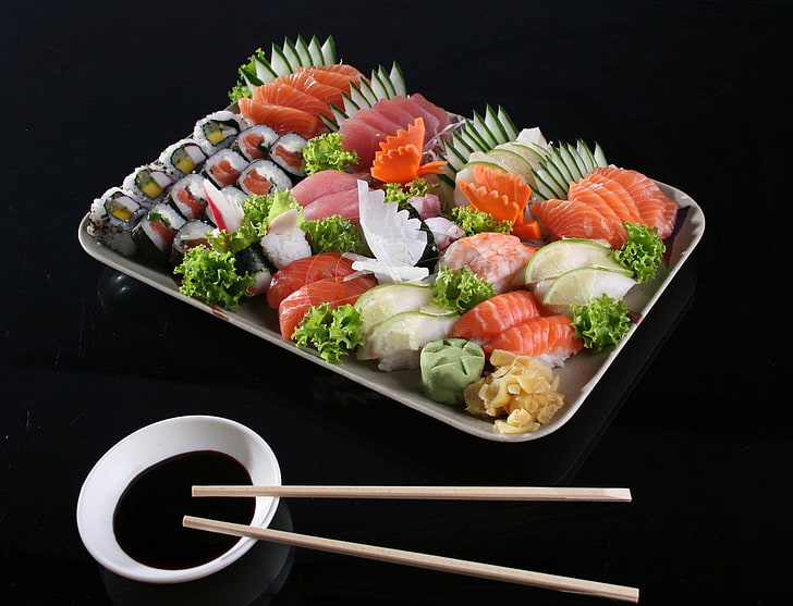 food, sushi, sashimi, Sushi - Nigiri, Sushi - Maki, Wasabi, HD wallpaper