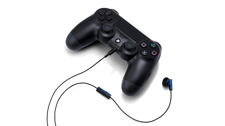 black Sony Dualshock 4, PlayStation 4, controllers, video games, HD wallpaper