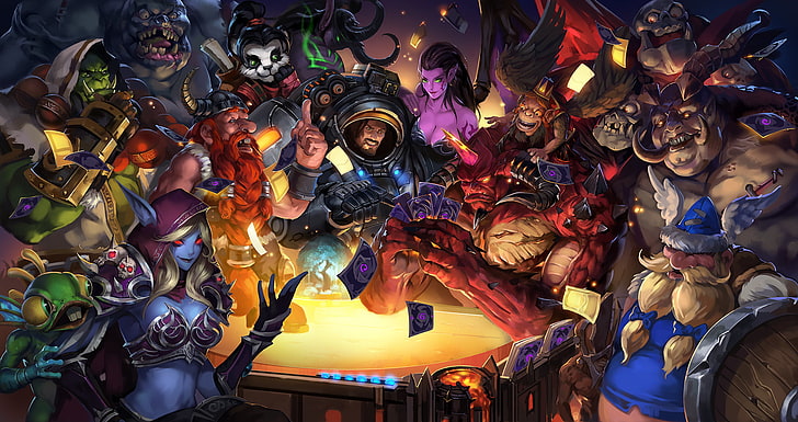 assorted characters illustration, card, diablo, warcraft, world of warcraft, HD wallpaper