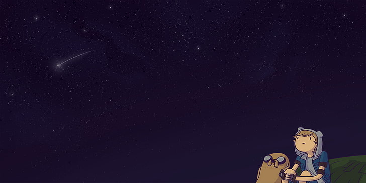 fantasy art, Adventure Time, Finn the Human, Jake the Dog, star - space
