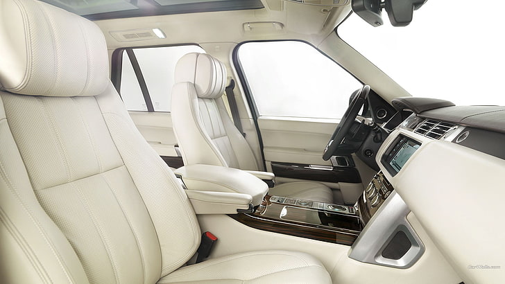 white car interior, Range Rover, vehicle, mode of transportation