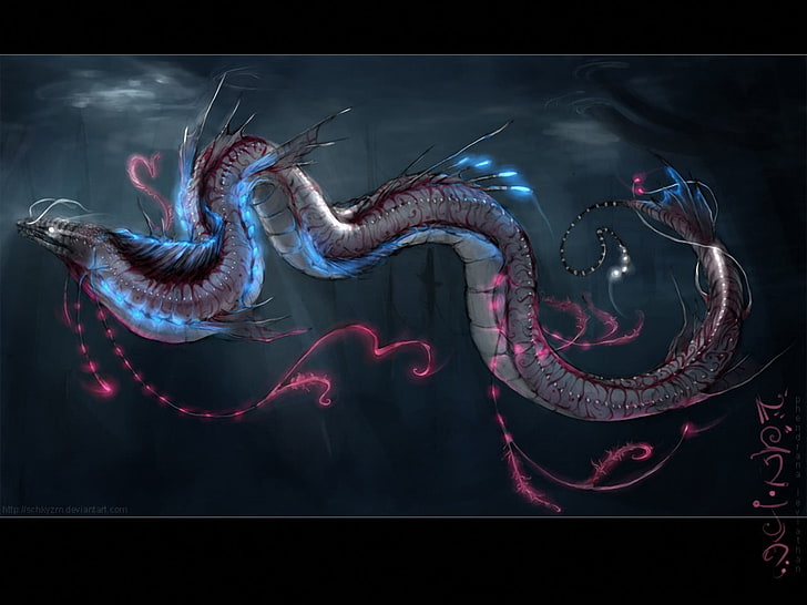 dragon digital wallpaper, artwork, fantasy art, leviathan, animal, HD wallpaper