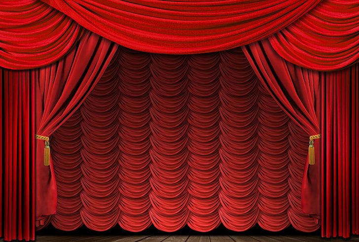 red curtain stage decoration, scene, blind, stage - Performance Space, HD wallpaper