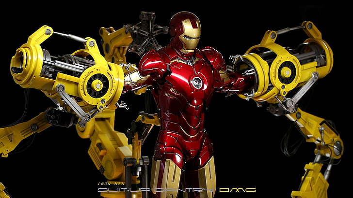 Iron Man digital wallpaper, robot, machinery, yellow, no people