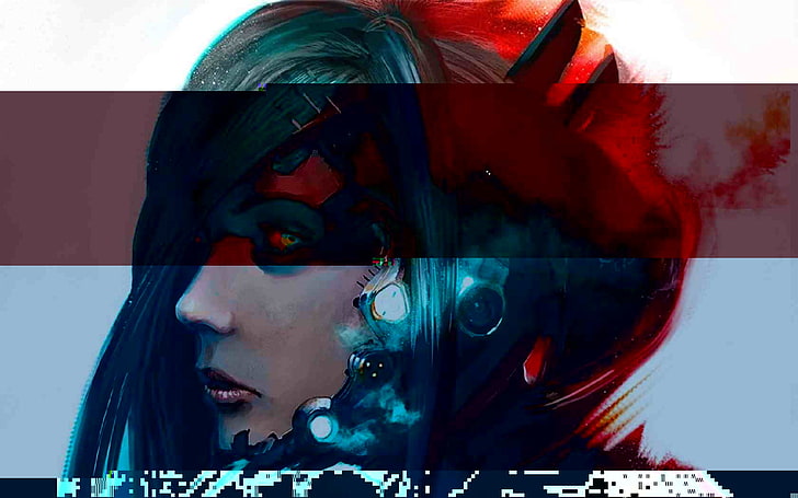 HD wallpaper: anime woman digital wallpaper, glitch art, cyberpunk, robot,  cyborg | Wallpaper Flare