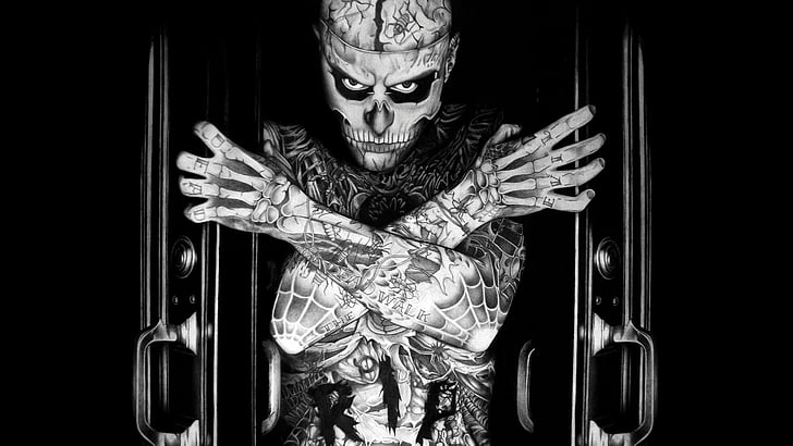 Rick Genest, Zombie Boy, model, tattoo, skeleton, HD wallpaper