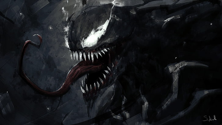 Marvel Venom illustration, artwork, spider, digital art, Marvel Comics, HD wallpaper