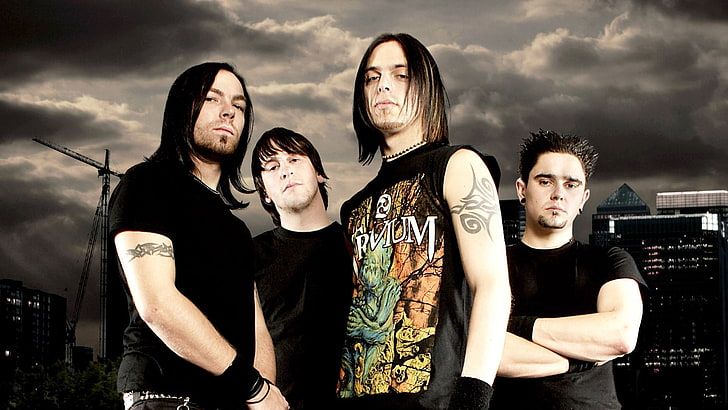 Bullet for Valentine group, bullet for my valentine, tattoo, clouds, HD wallpaper