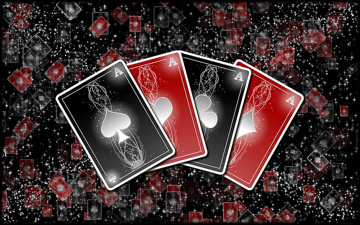 Glowing Aces, poker, cards, HD wallpaper