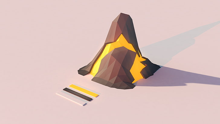 volcano, lowpoly, abstract, graphic, 3d, low poly, low poly art, HD wallpaper