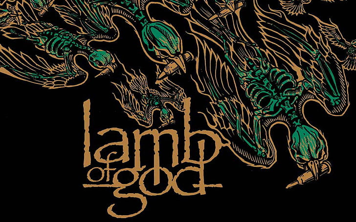 blue and black bird with lamp of god text overlay, lamb of god, HD wallpaper