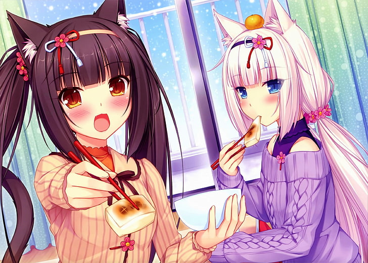 Chocolat (Neko Para), anime girls, Neko Works, animal ears