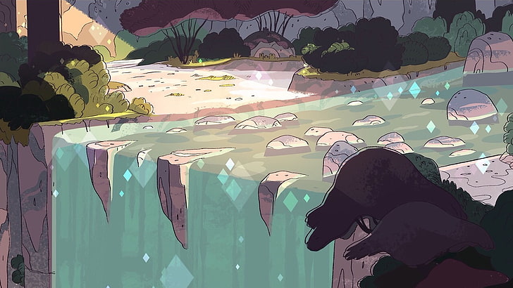 Steven Universe, waterfall, artwork