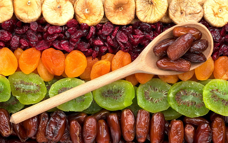 Dried fruit, kiwi, apricots, figs, HD wallpaper