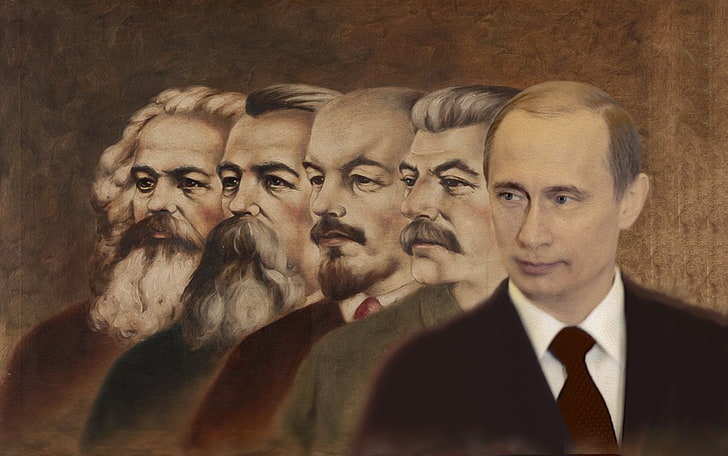 Vladimir Putin painting, Karl Marx, Joseph Stalin, Vladimir Ilyich Lenin