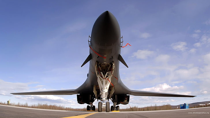 black jet plane, military aircraft, airplane, jets, Rockwell B-1 Lancer, HD wallpaper