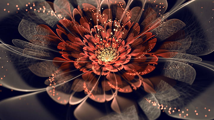 digital art, fractal, abstract, fractal flowers