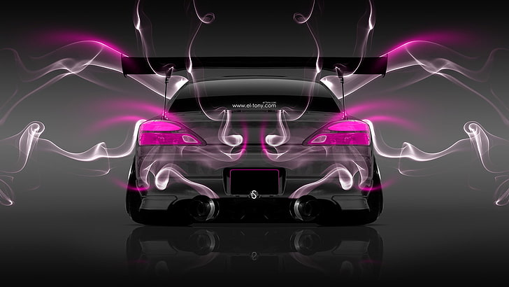 Pink, Smoke, Nissan, S15, Silvia, Photoshop, Neon, Tuning, Back HD wallpaper