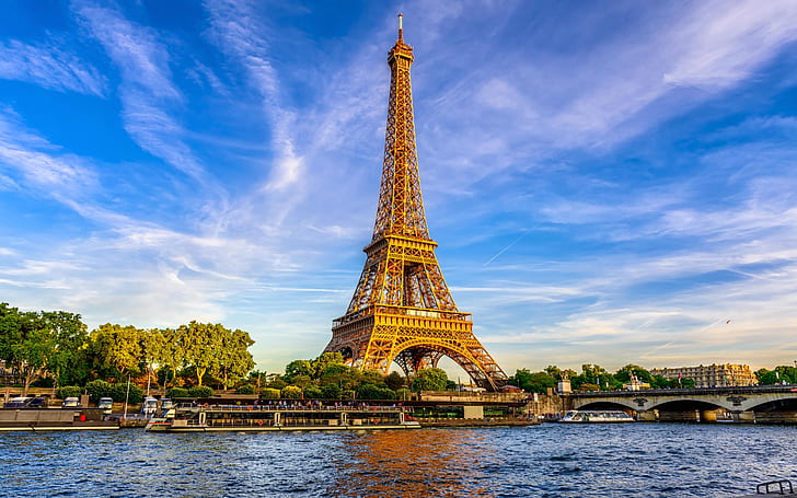 European Cities Eiffel Tower And River Seine Paris France 4k Ultra Hd Wallpaper For Desktop Laptop Tablet Mobile Phones And Tv 5200х3250, HD wallpaper