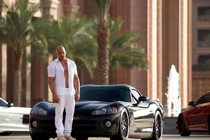 black supercar coupe, Fast & Furious, Furious 7, Dominic Toretto, HD wallpaper
