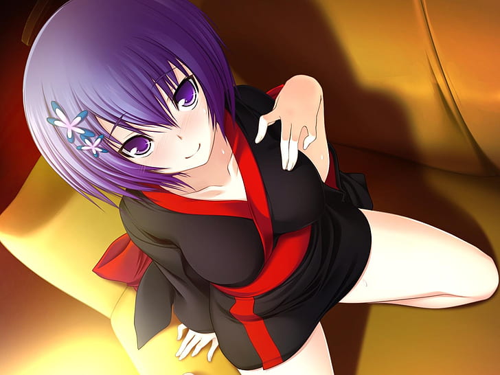 Cute anime girl purple hair