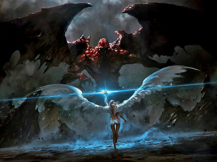 HD wallpaper: angel, battle, demon, grzegorz, monster, rutkowski |  Wallpaper Flare