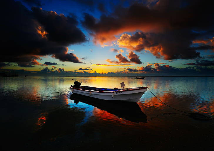 boat, sea, sky, HD wallpaper