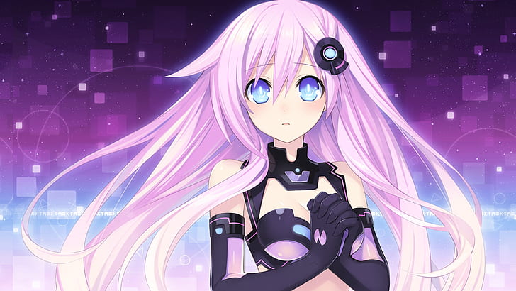 hyperdimension neptunia mk2, purple sister, nepgear, anime games, HD wallpaper