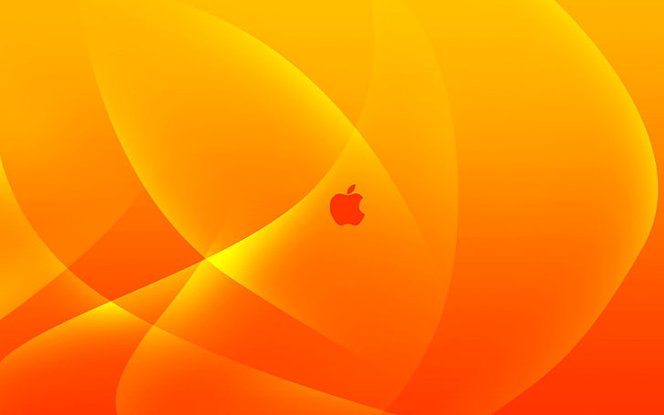Apple company logo, mac, yellow, orange, backgrounds, red, no people, HD wallpaper