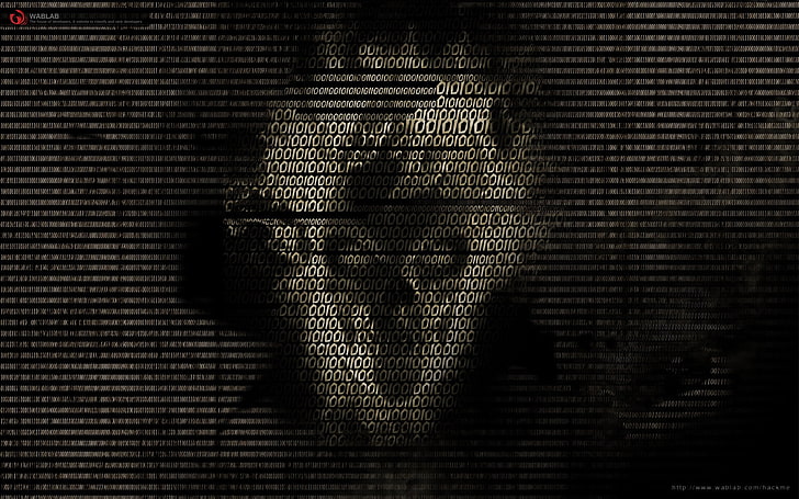 gray and black binary skull wallpaper, Technology, Hacker, HD wallpaper