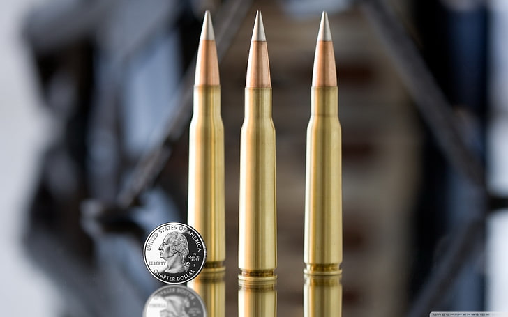 ammunition, coins, metal, money, close-up, no people, selective focus, HD wallpaper