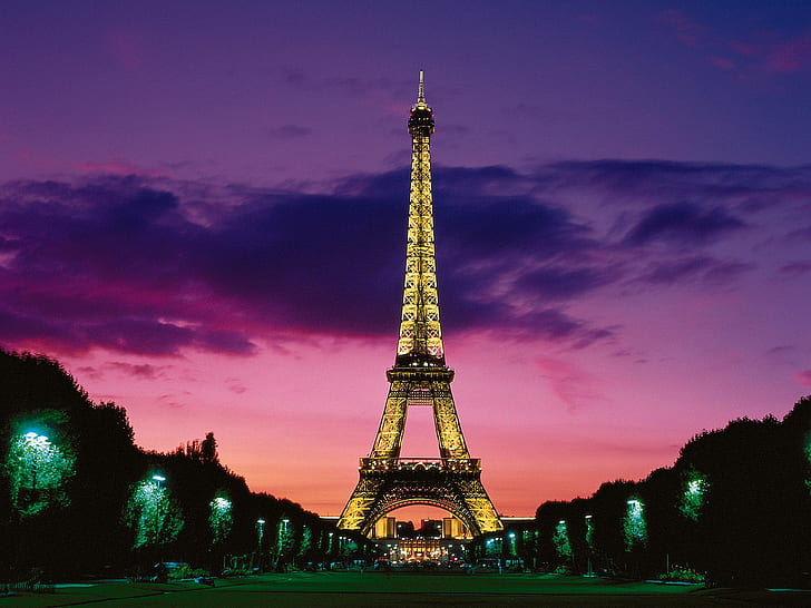 Eiffel Tower at Night Paris France HD, world, travel, travel and world, HD wallpaper