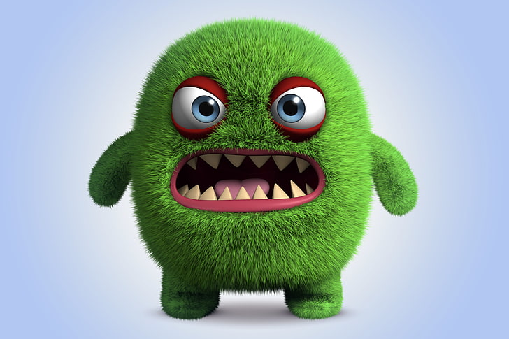 HD wallpaper: green monster character illustration, cartoon, funny, cute,  angry | Wallpaper Flare